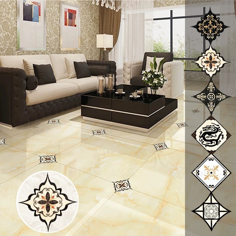 Tile Stickers Floor Stickers Waterproof Wear-Resistant Self-Adhesive Living Room Bathroom Sewing Decorative Decals Diagonal Stickers