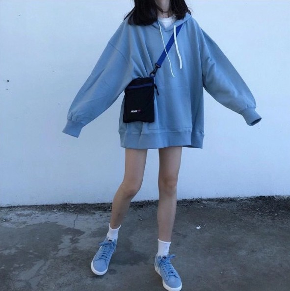 Solid color hoodie for girls 2019 Korean student loose hooded jacket Versatile mid-length long-sleeved top autumn