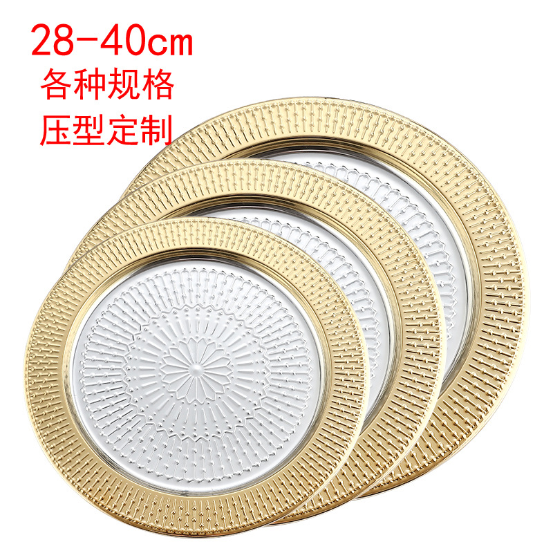 Factory wholesale stainless steel dinner plates, round craft plates, electroplated fruit plates, barbecue plates and display plates