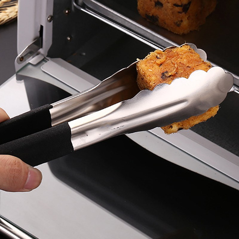 Extended household fried food tongs for skewers, thickened barbecue tongs for bread, stainless steel food tongs for frying steaks Specification image