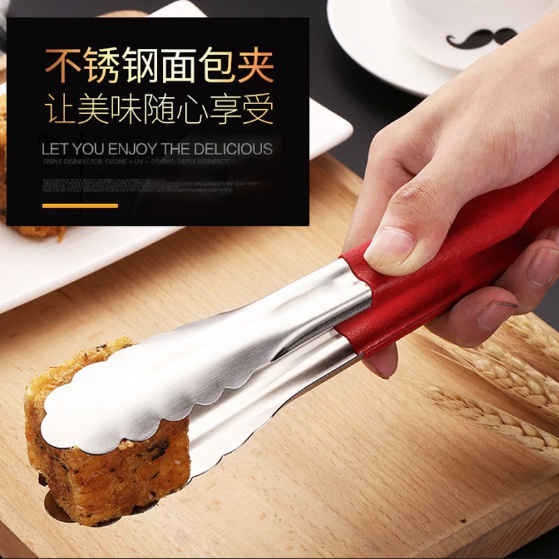Extended household fried food tongs for skewers, thickened barbecue tongs for bread, stainless steel food tongs for frying steaks details Picture