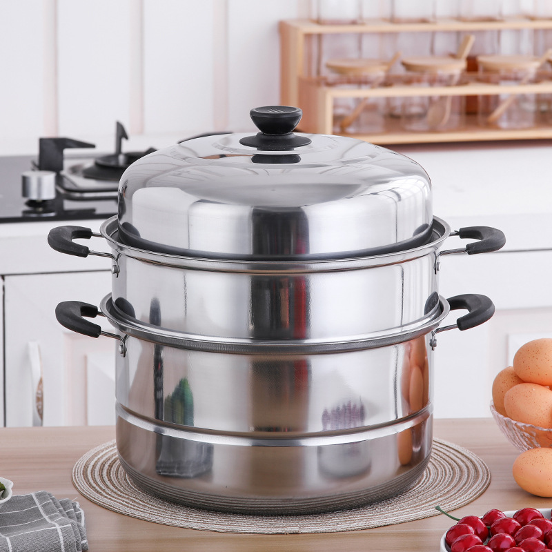 Gift and promotional items: Stainless steel steamer, multi-purpose steamer, single grate, double grate, double layer, triple layer, universal soup pot for steaming and boiling details Picture