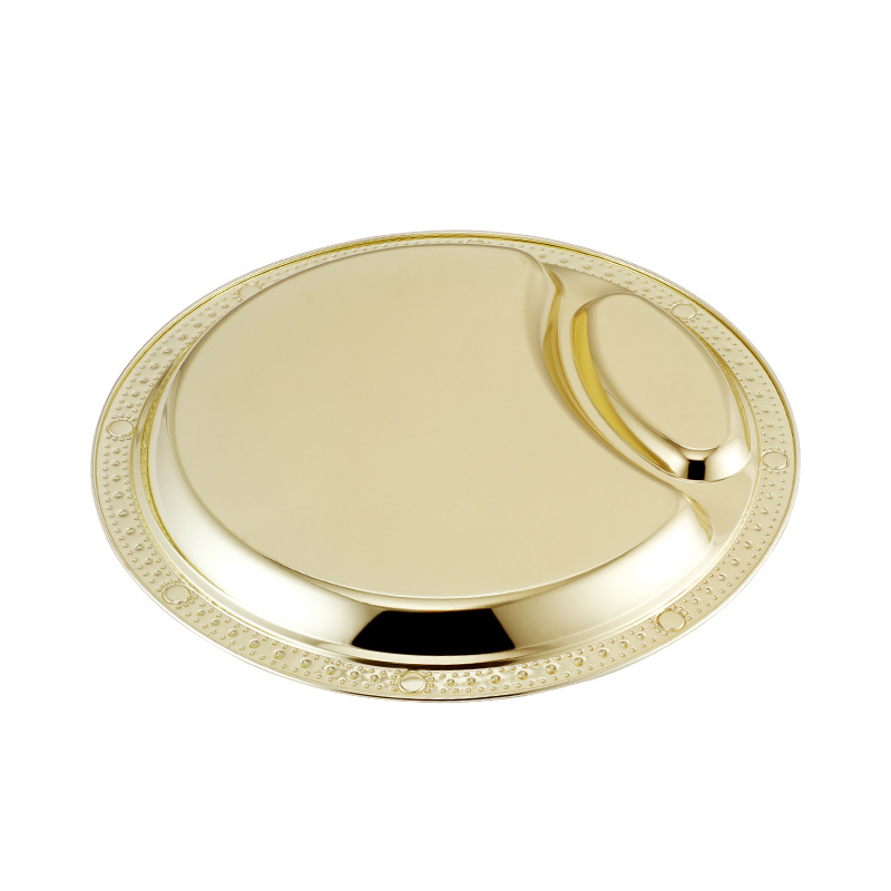 Factory wholesale stainless steel dinner plates, round plates with diamonds, process plates, electroplated fruit plates and display plates Application Scenario