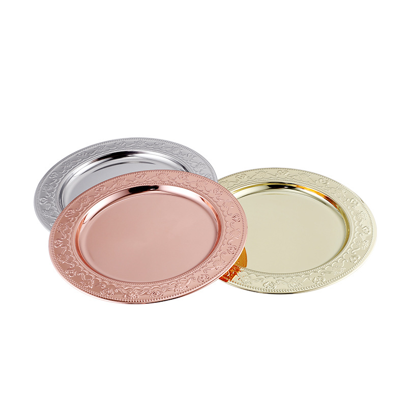 Factory wholesale circular craft plates, electroplated fruit plates, barbecue plates, display plates, and stainless steel round plates Specification image