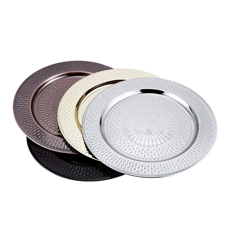 Factory direct sales of stainless steel fruit plates, process display plates, round vegetable plates, gift plates, customized logos Application Scenario