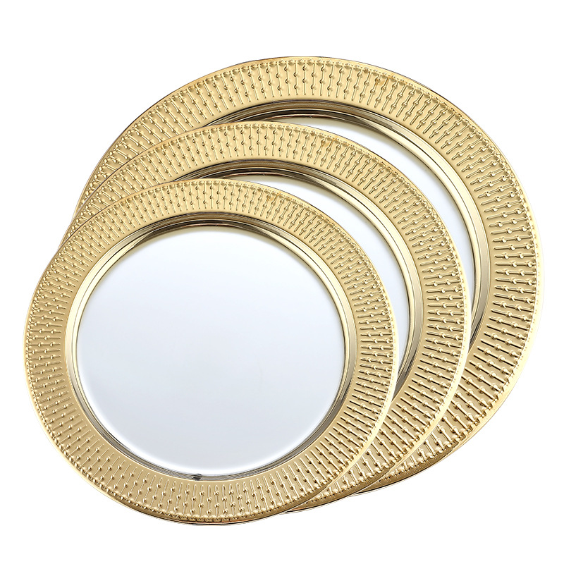 Factory direct sales of stainless steel fruit plates, process display plates, round vegetable plates, gift plates, customized logos Specification image