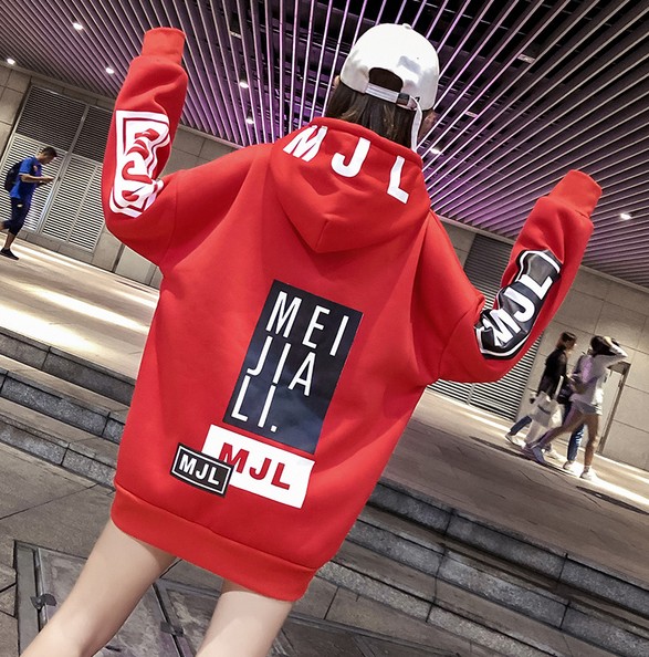 New Korean-style fashionable, versatile, casual and stylish, fleece and thickened plump MM 210-pound large size sweatshirt Specification image