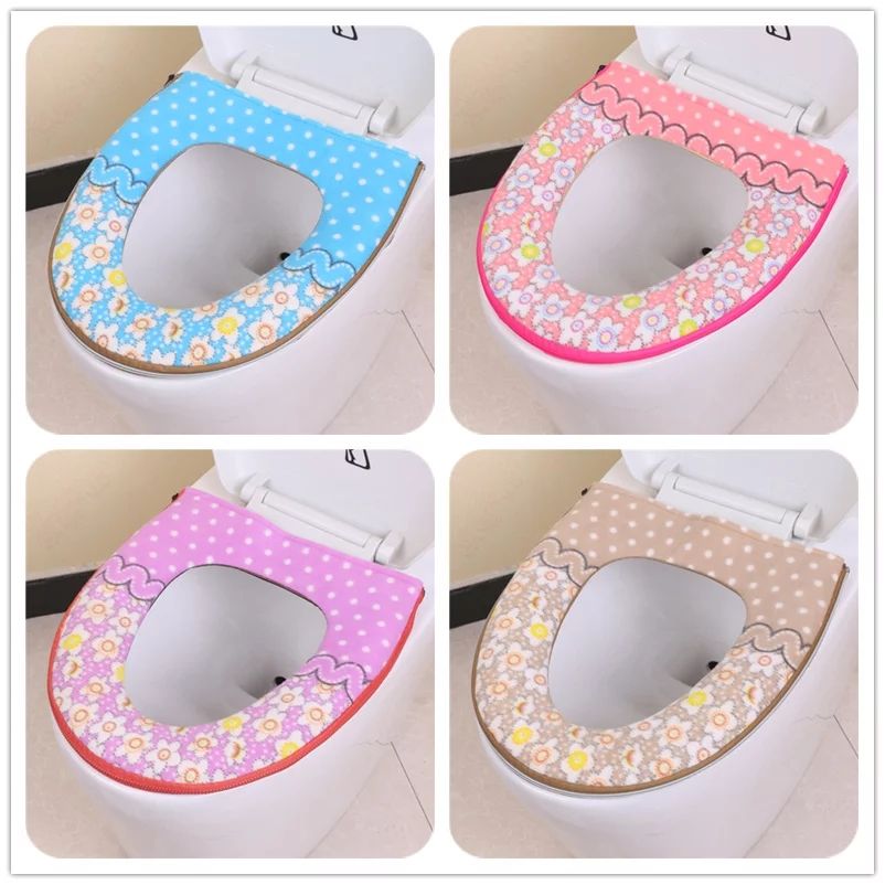 Toilet pad for home use universal thickened toilet washer printed flannelette bonded to the bottom PU waterproof washer