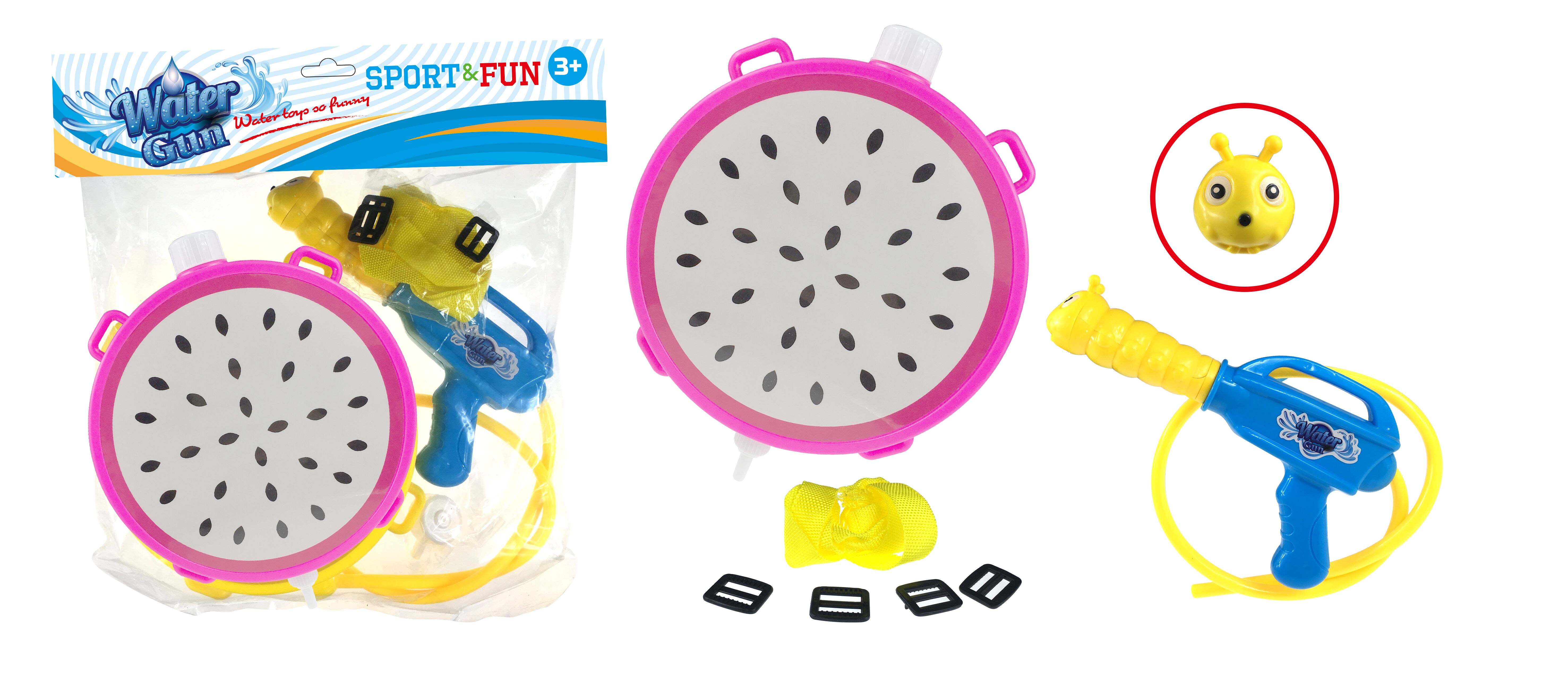 New children's dragon fruit backpack water gun beach rafting and water play backpack magic tool