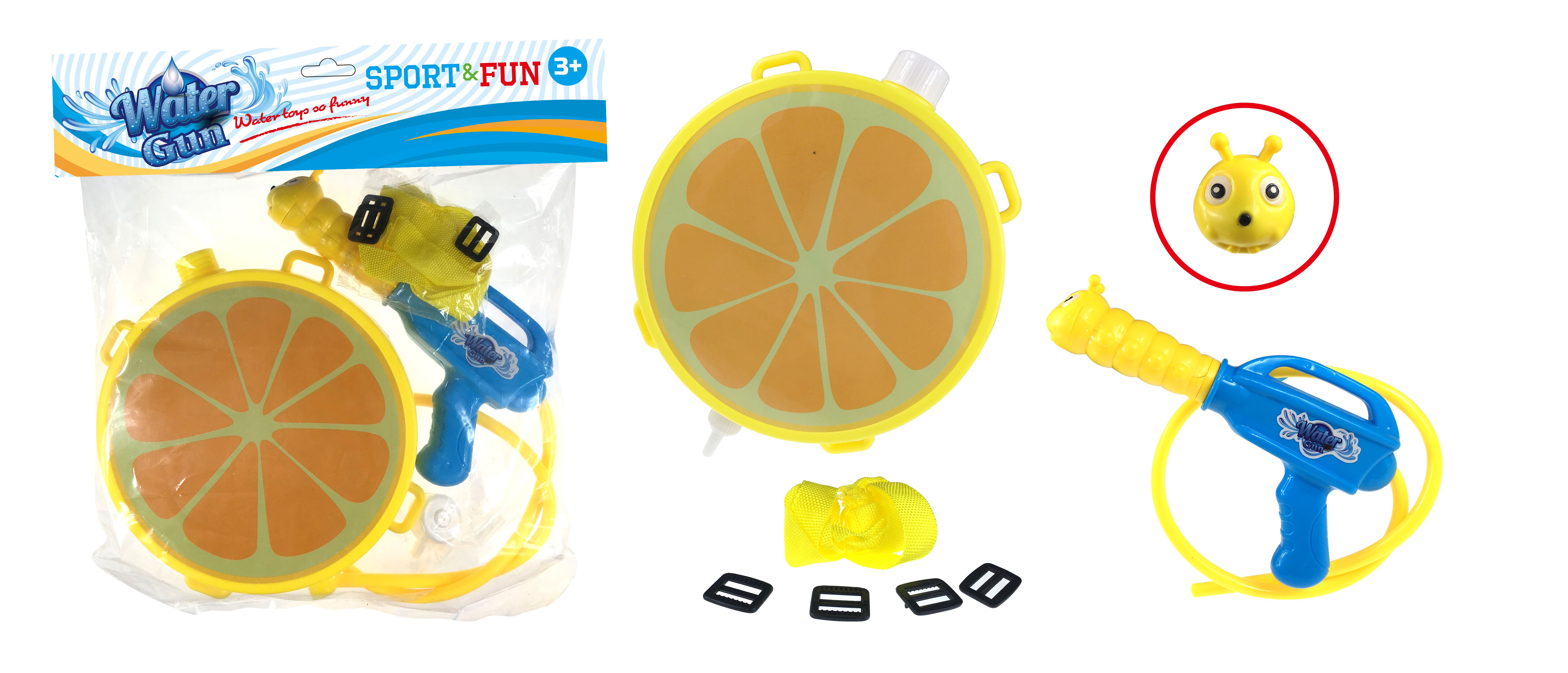The new children's lemon backpack water gun toy is an essential tool for beach rafting, water play and water fights full figure