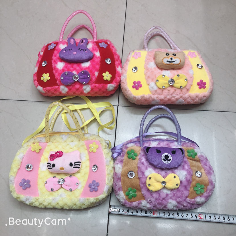Plush bags, cartoon bags, export bags, gold thread handbags, crossbody single-shoulder bags, children's backpacks