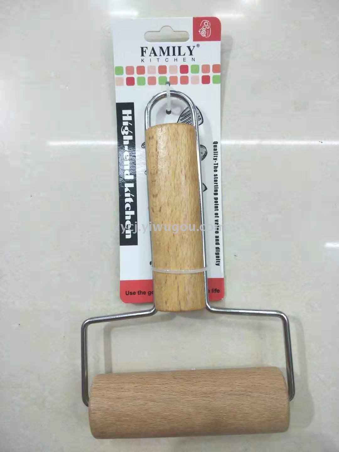 Wooden handle roller pizza roller