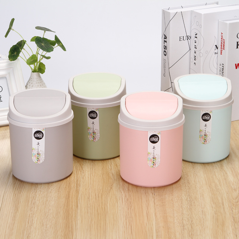Creative desktop trash can, mini press-type small garbage bin, household table storage bucket Specification image
