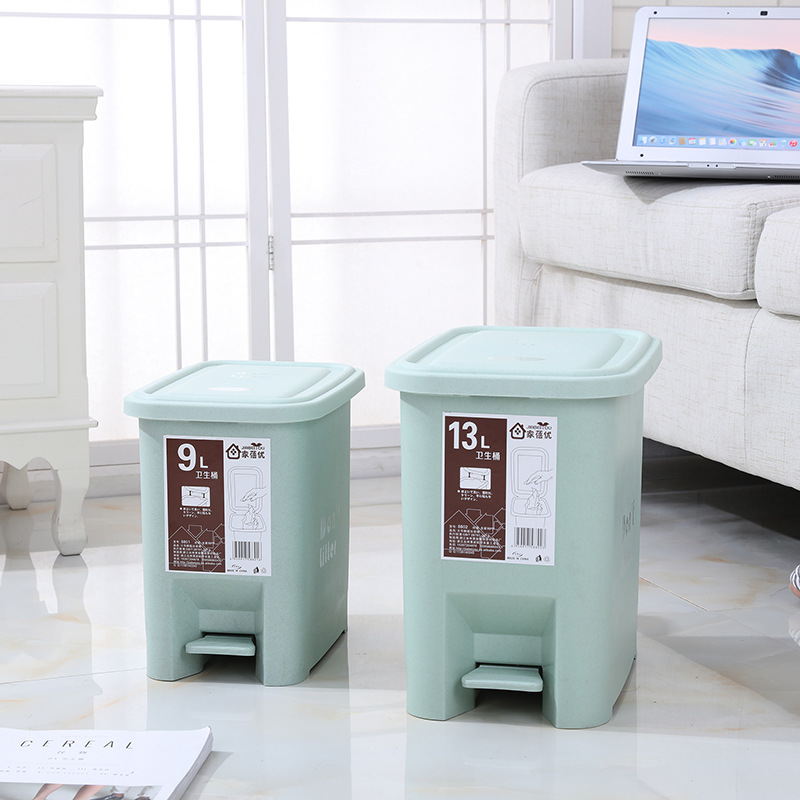 Large foot-operated trash can, thickened and covered foot-operated sanitary bucket for kitchen and living room, creative covered bathroom trash can Specification image