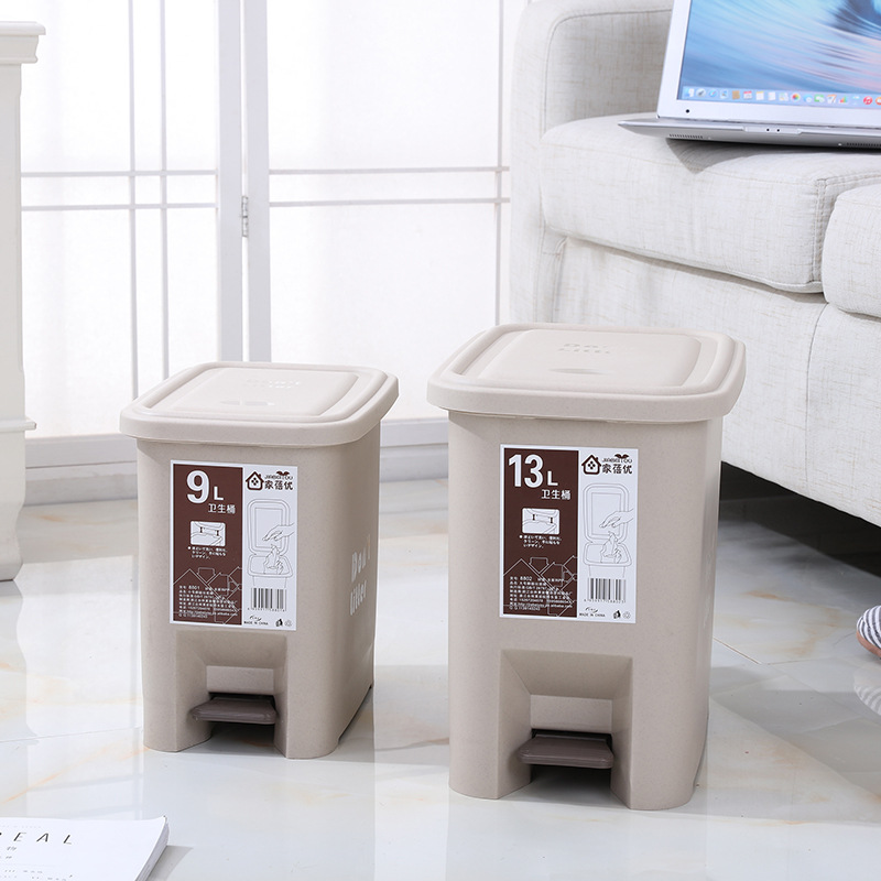 Large foot-operated trash can, thickened and covered foot-operated sanitary bucket for kitchen and living room, creative covered bathroom trash can