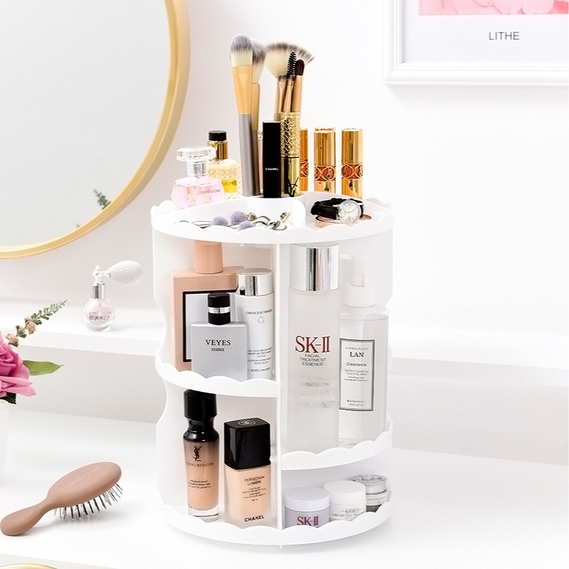 Household goods, cosmetics storage box, 360-degree rotating skin care products, round jewelry storage box, rotating storage rack
