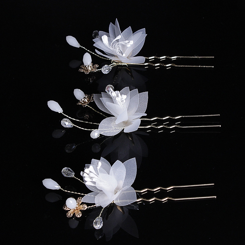 Xinyun Bride's headwear, Korean-style hairpin, U-clip hair accessory, bride's updo hairpin, fashionable, fresh and simple hair accessory, hair flower