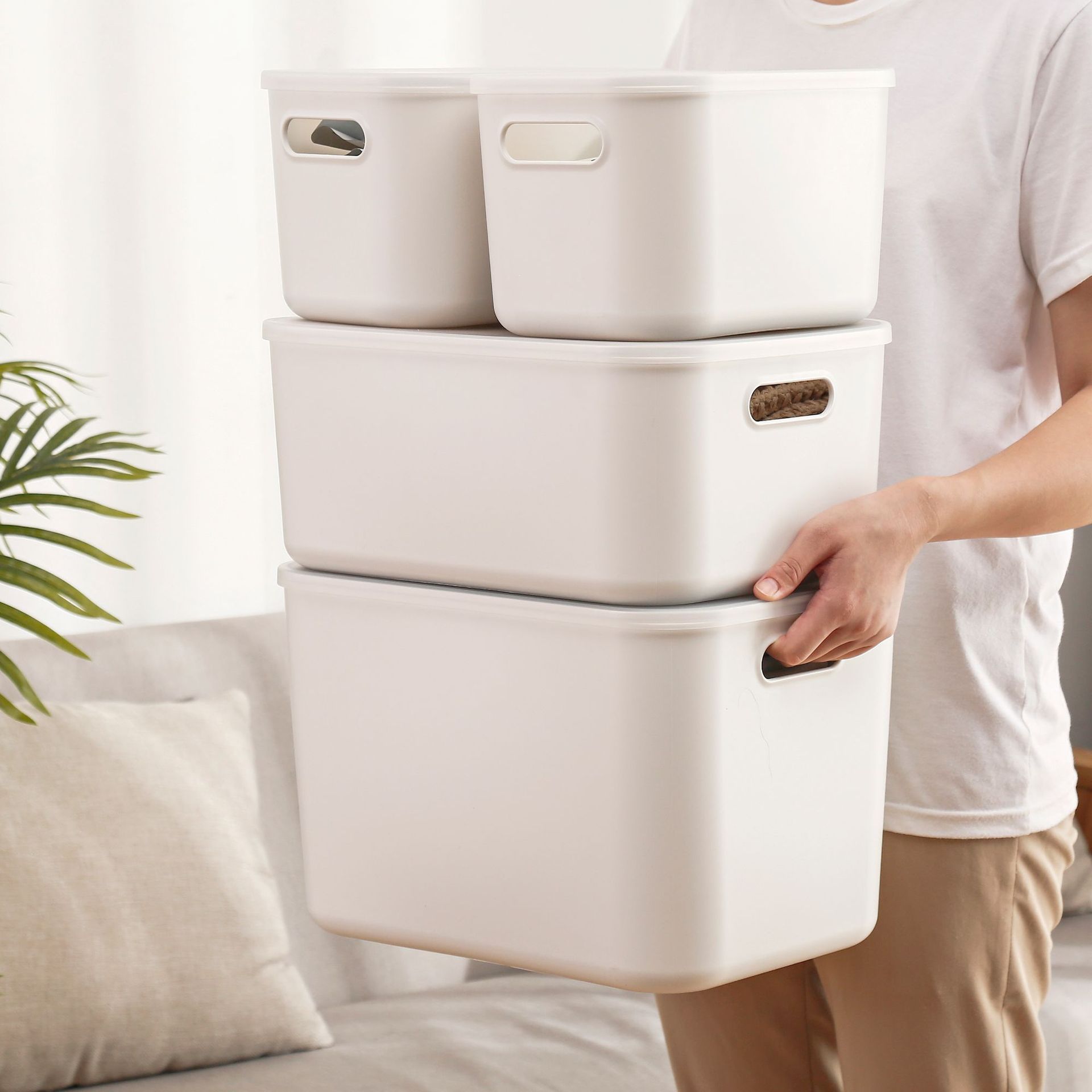 收纳箱 塑料 组合可叠加收纳盒衣服整理箱装玩具手提箱