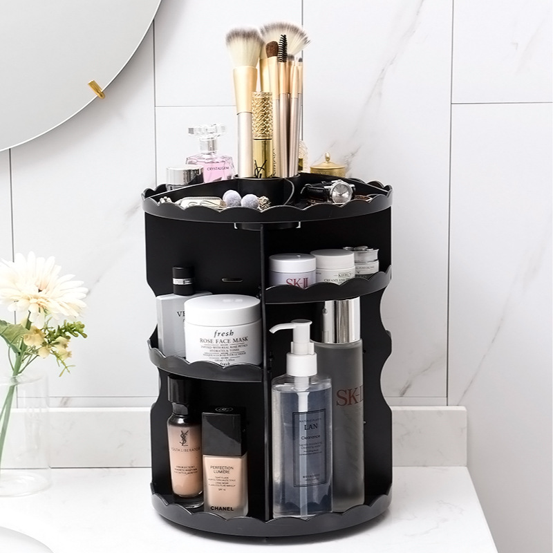 Household goods, cosmetics storage box, 360-degree rotating skin care products, round jewelry storage box, rotating storage rack Specification image