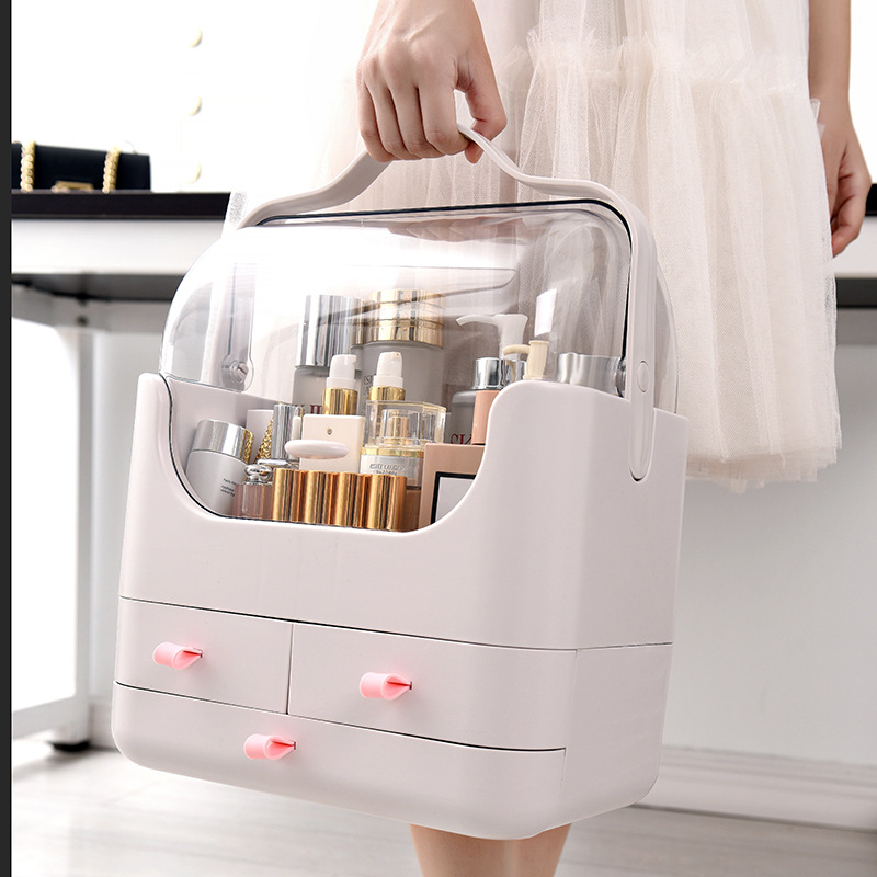 A best-selling large-capacity portable cosmetic storage box from South Korea, a plastic dust-proof desktop, drawer-style dressing table, and multi-layer box Application Scenario