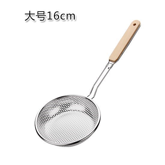 Thickened stainless steel strainer, household noodle and dumpling scooping spoon, filter screen, large kitchen frying strainer. details Picture