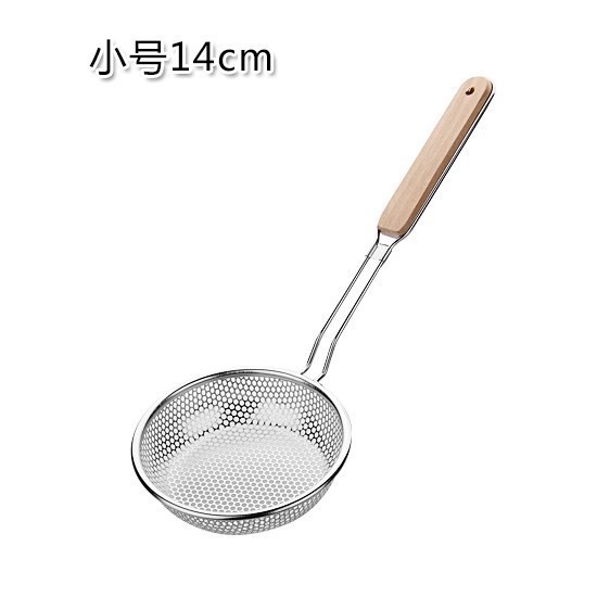Thickened stainless steel strainer, household noodle and dumpling scooping spoon, filter screen, large kitchen frying strainer.