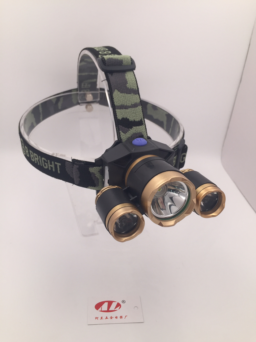 Three headlights USB charging strong head light super bright outdoor headlights