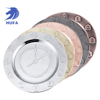 Factory direct sales of stainless steel creative time plates, household vegetable plates, round craft plates and electroplated fruit plates