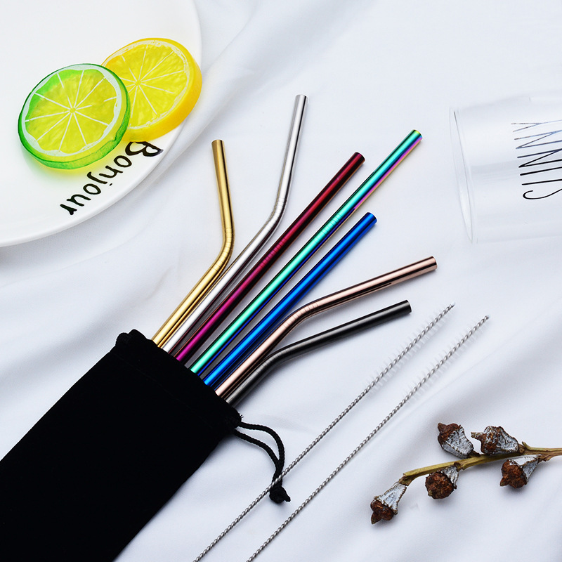 SWENO straws, a cross-border exclusive supply of food-grade stainless steel straws, PVD titanium-coated, iridescent diameter, portable and easy-to-clean stainless steel straws, straight and curved pipes, creative for hotels, outdoors and home use. details Picture