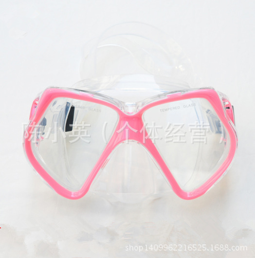 Factory direct sales of tempered glass diving goggles, shallow swimming glasses, large frames, wide field of view, adult men's and women's styles details Picture
