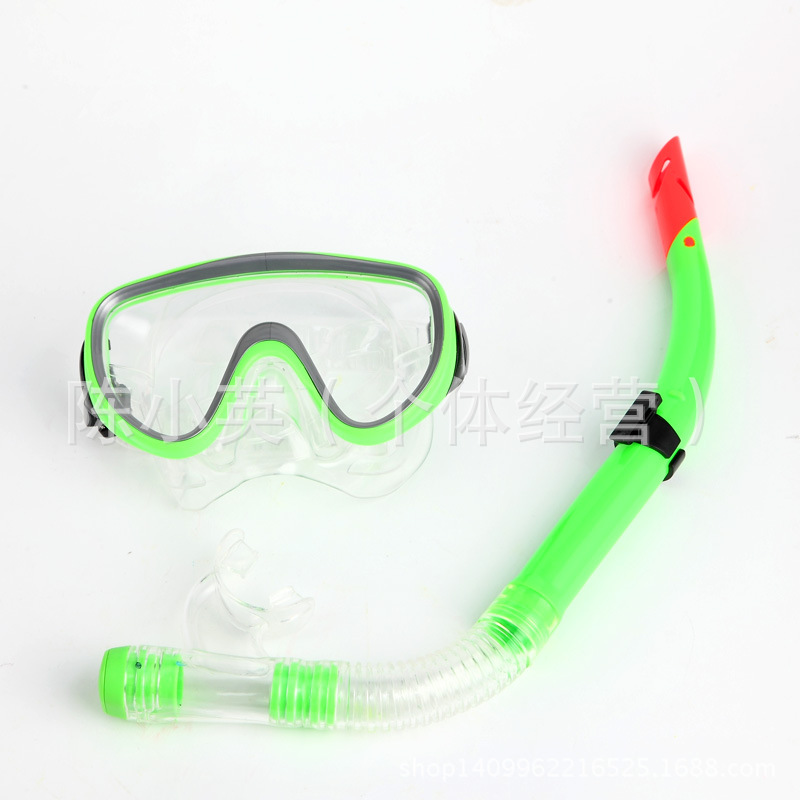 Professional snorkeling equipment: dry snorkel + anti-fog tempered glass diving goggles, swimming snorkeling face mask set details Picture