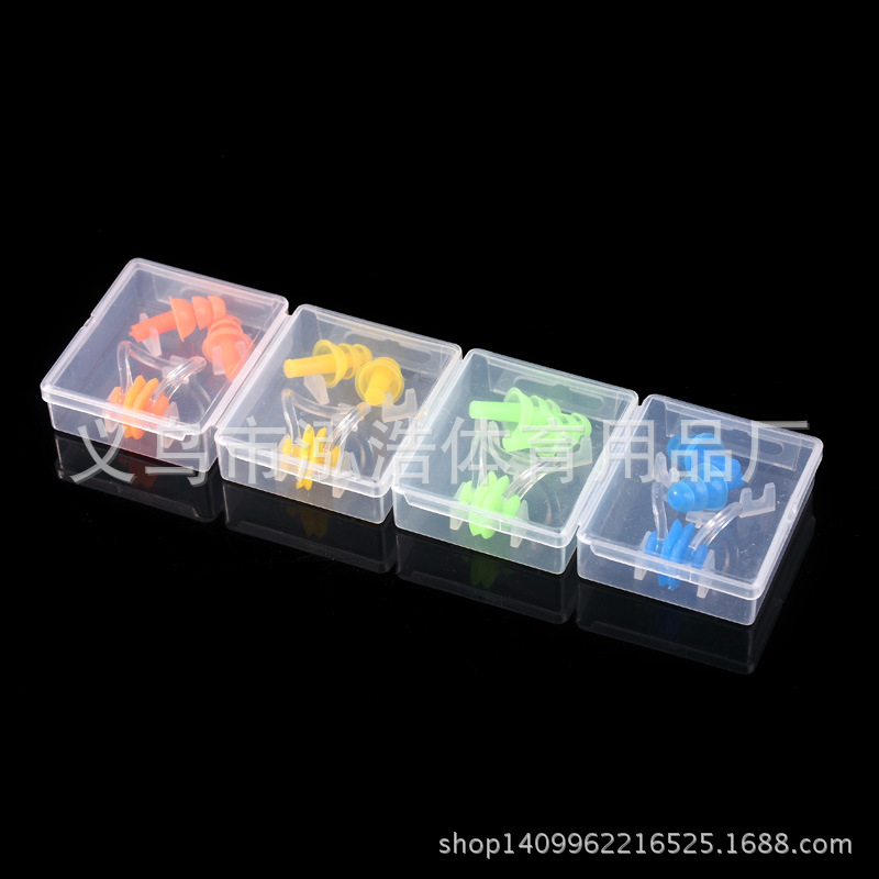 Factory direct sales of six-color swimming earplugs and nose clip sets, adult silicone swimming earplugs, children's professional waterproof equipment