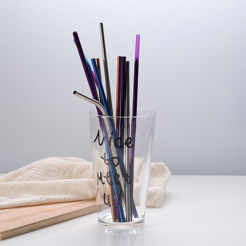 304 stainless steel straws, colored metal beverage, milk tea and coffee straws, customizable logo elbow straws, straight straws, straw sets, eco-friendly straws, 304 non-magnetic stainless steel Specification image