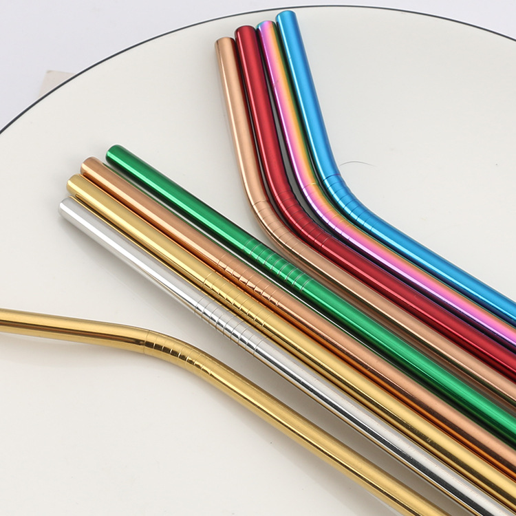 Food-grade 304 stainless steel straw set, coffee and milk tea straw, long stirring straw, custom logo stainless steel straw sleeve, straw brush with fabric bag, eco-friendly straw set Specification image