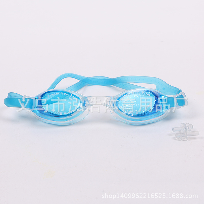 Venta directa de fábrica pvc ecológico de alto grado multicolor opcional moda impermeable y antiniebla natación gafas de natación con tapones de oído impermeables details Picture