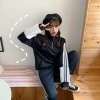 A new Korean-style zipper hooded sweatshirt for female students and a two-piece Instagram class uniform in stock, trendy and thick details Picture