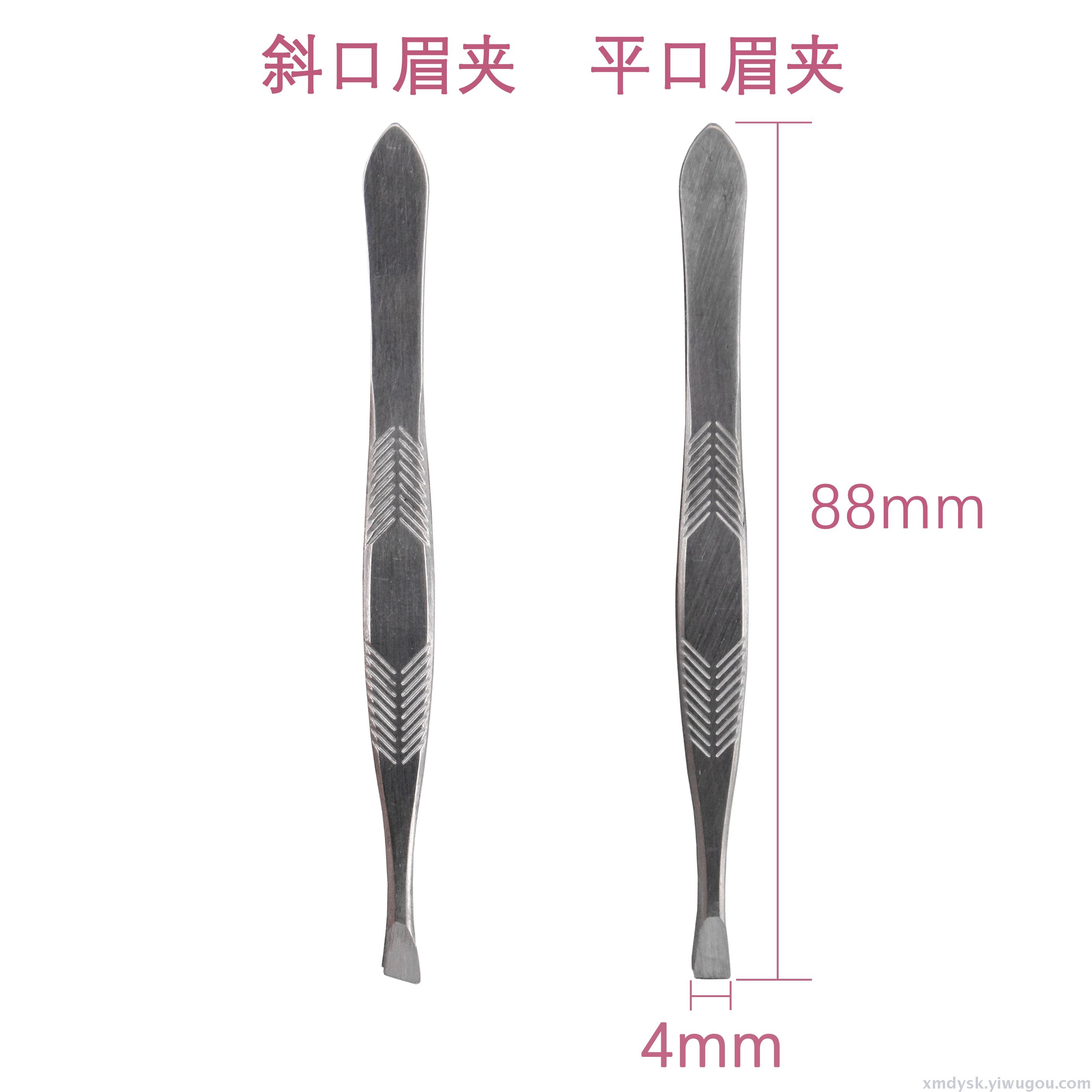 Factory wholesale Xinmeida stainless steel eyebrow tweezers, flat and slanted smooth eyebrow tweezers, beauty and grooming tools Specification image