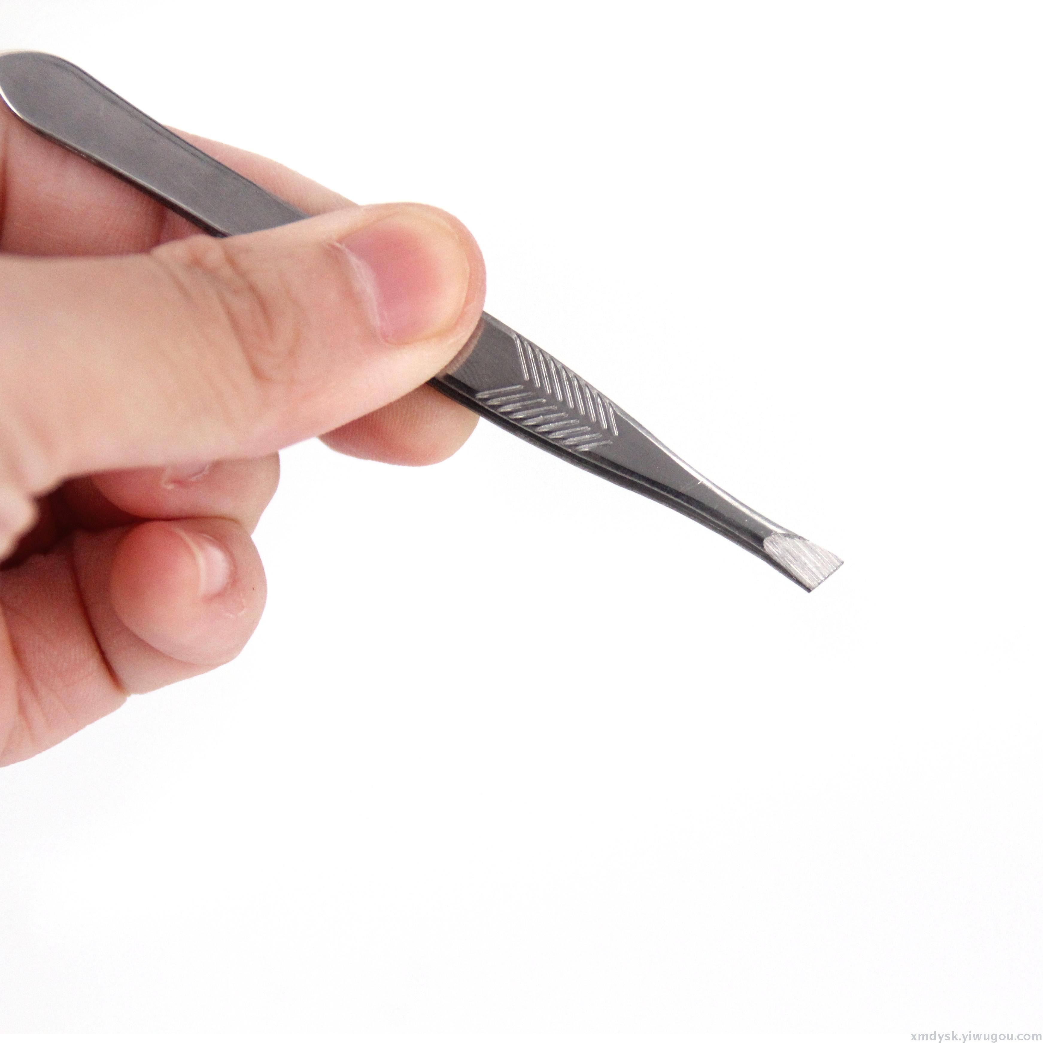 Factory wholesale Xinmeida stainless steel eyebrow tweezers, flat and slanted smooth eyebrow tweezers, beauty and grooming tools details Picture