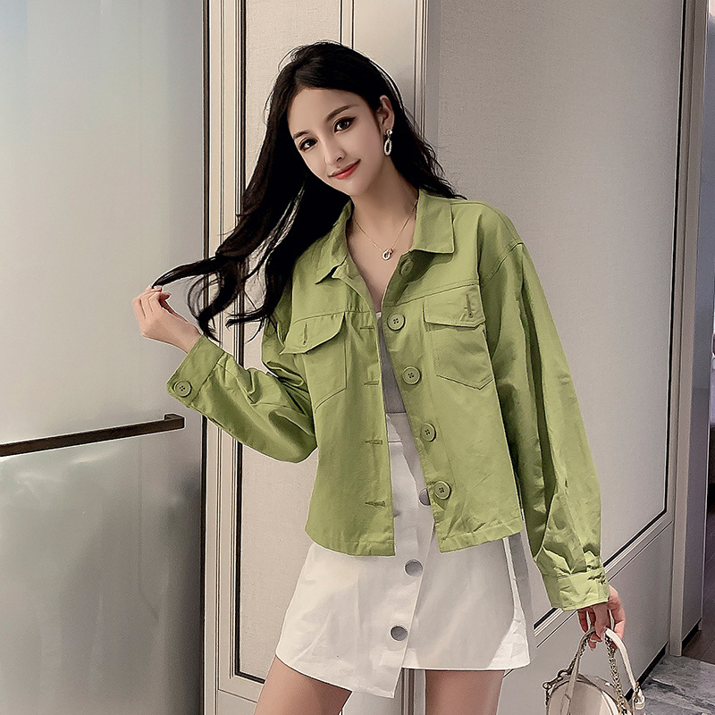 Short coat for women's autumn design sense, niche Hong Kong-style bf top, single-breasted thin top for women details Picture