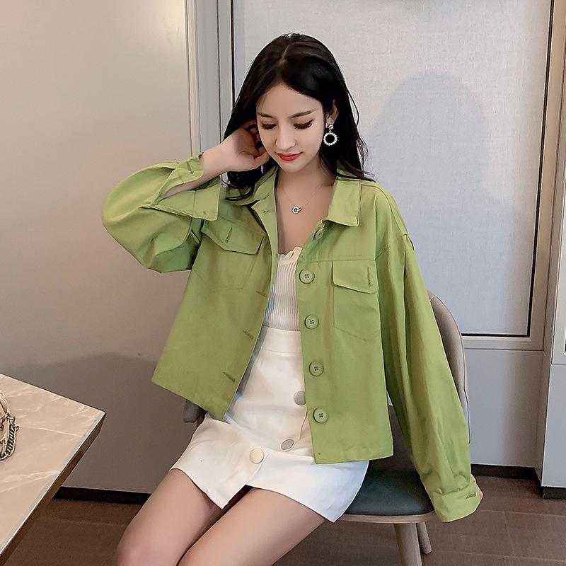 Short coat for women's autumn design sense, niche Hong Kong-style bf top, single-breasted thin top for women