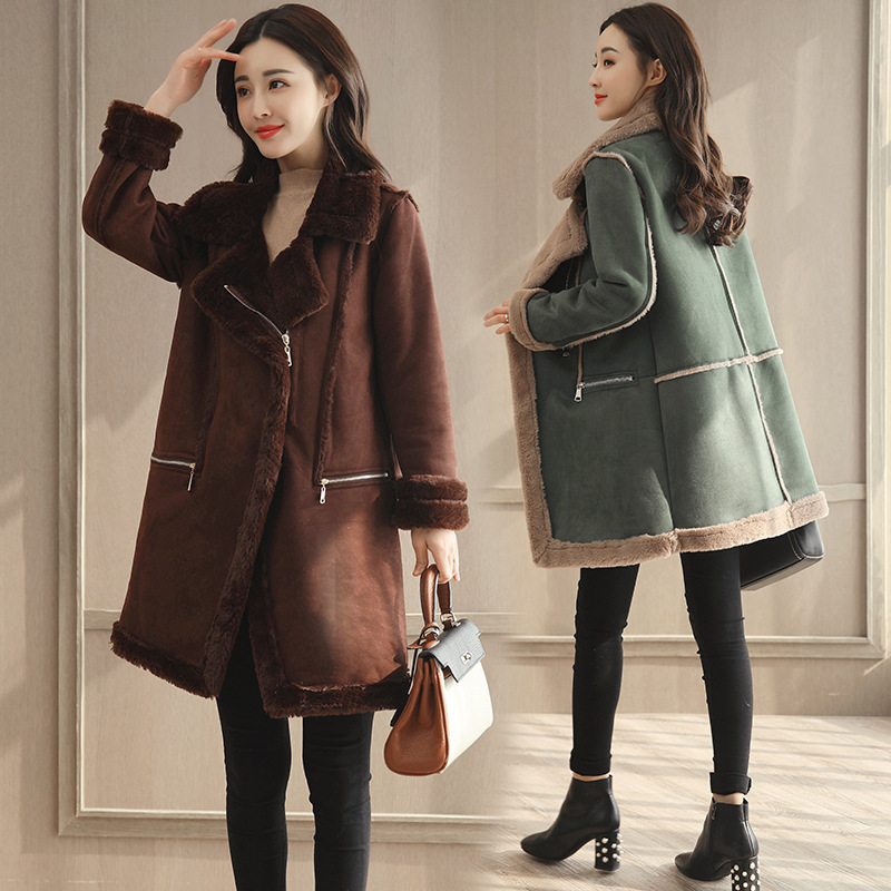 New mid-length cotton-padded jackets for women in winter, with thickened cotton-padded clothes made of deerskin, lambskin and fleece Application Scenario