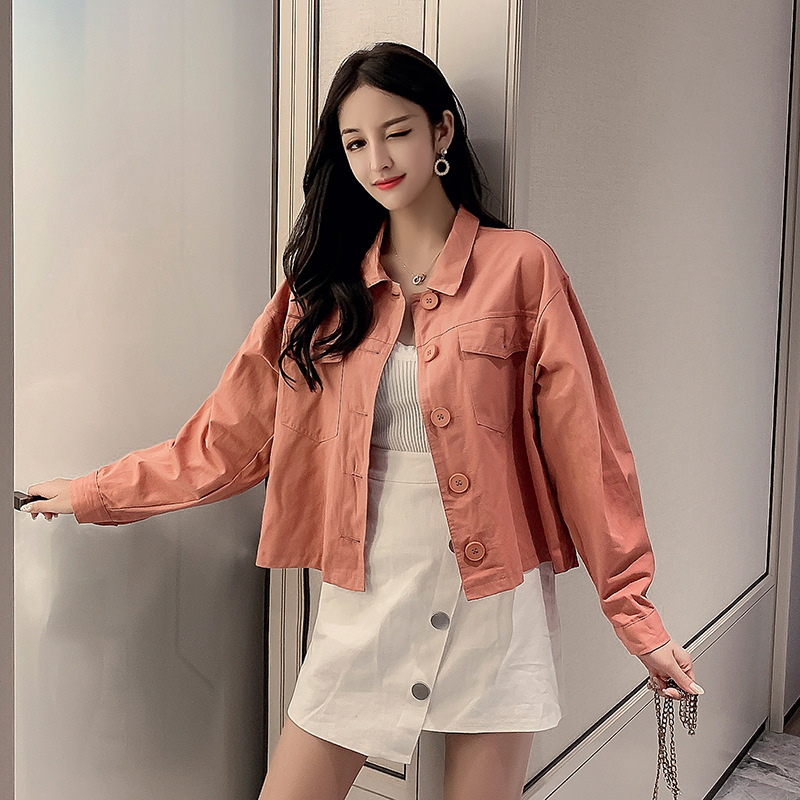 Short coat for women's autumn design sense, niche Hong Kong-style bf top, single-breasted thin top for women Specification image