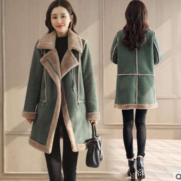 New mid-length cotton-padded jackets for women in winter, with thickened cotton-padded clothes made of deerskin, lambskin and fleece Item Picture