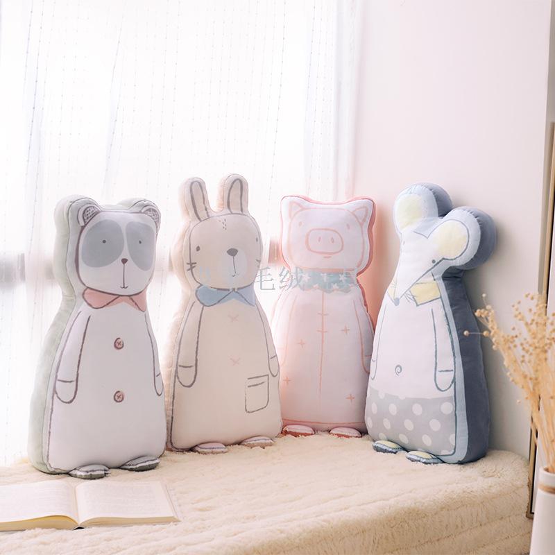 抱枕印花动物抱枕老鼠抱枕涂鸦动物抱靠垫绒玩具
