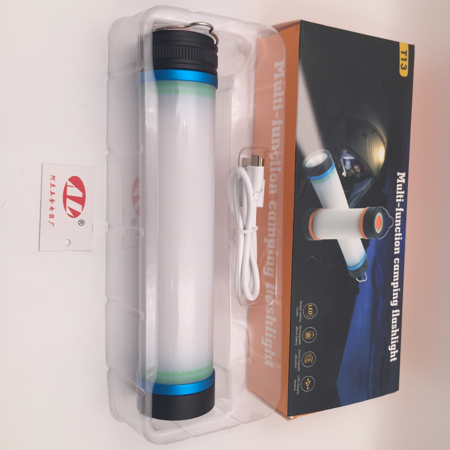 Multi-functional camping light USB flashlight built-in 18650 battery 2000 mah aluminum alloy flashlight