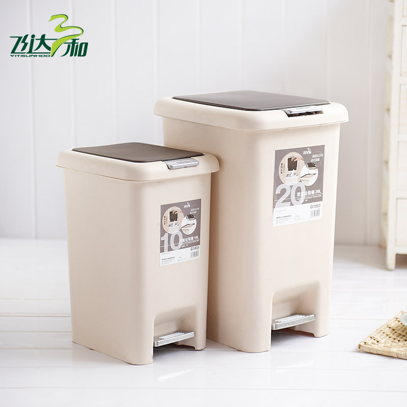 Wholesale plastic trash cans, European-style creative household foot-operated sanitary buckets with LIDS, factory direct sales details Picture