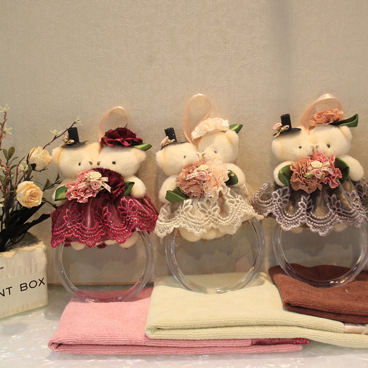 热销 高档金钻绒卡通擦手巾 韩式厨房浴室挂式超强吸水小熊擦手巾