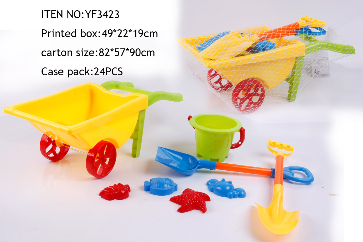 Factory direct sales of new beach toy set 3423 Trolley Beach Toy 6-piece set full figure