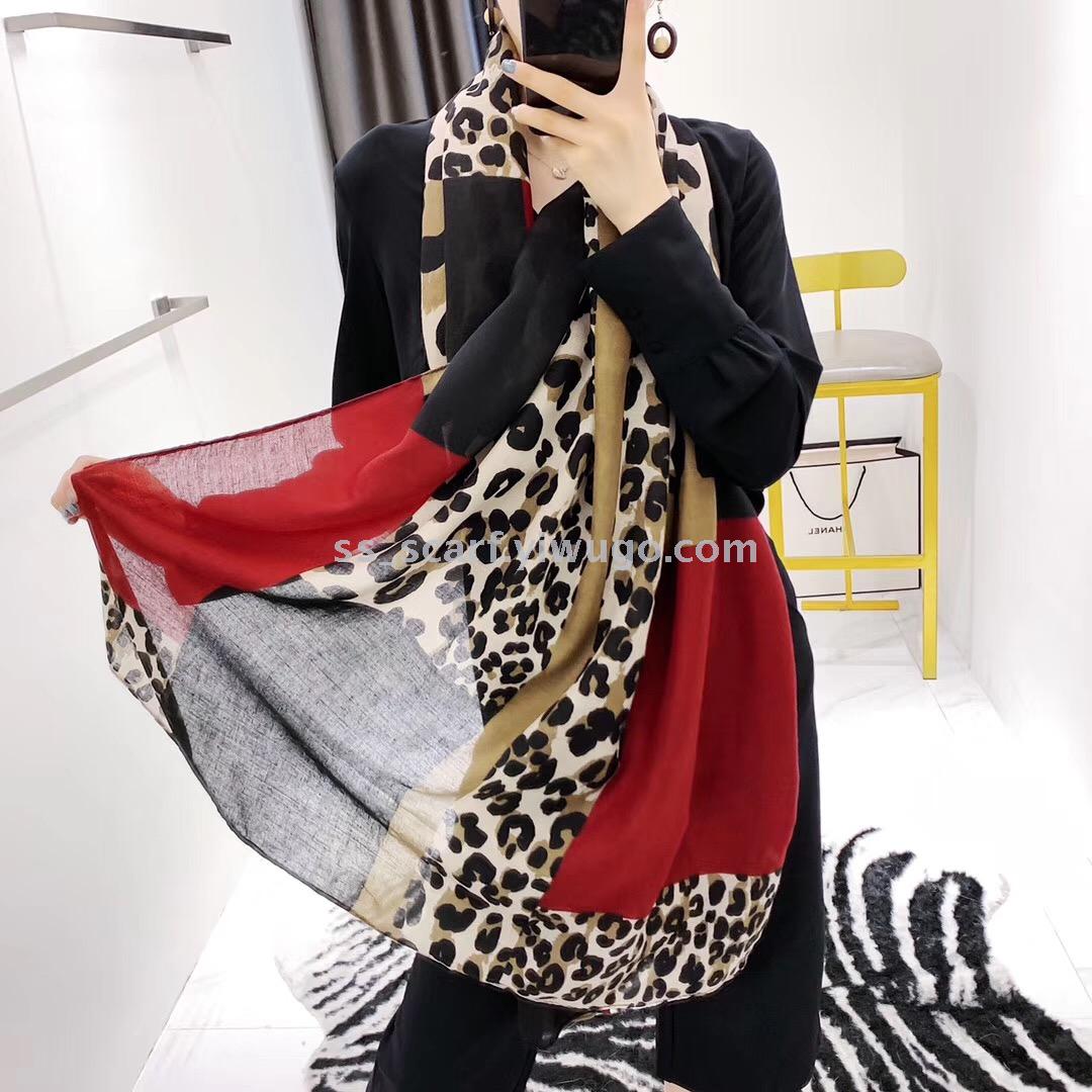 Leopard print scarf New scarf off the shelf scarf crumpled scarf Satin scarf tangled scarf
