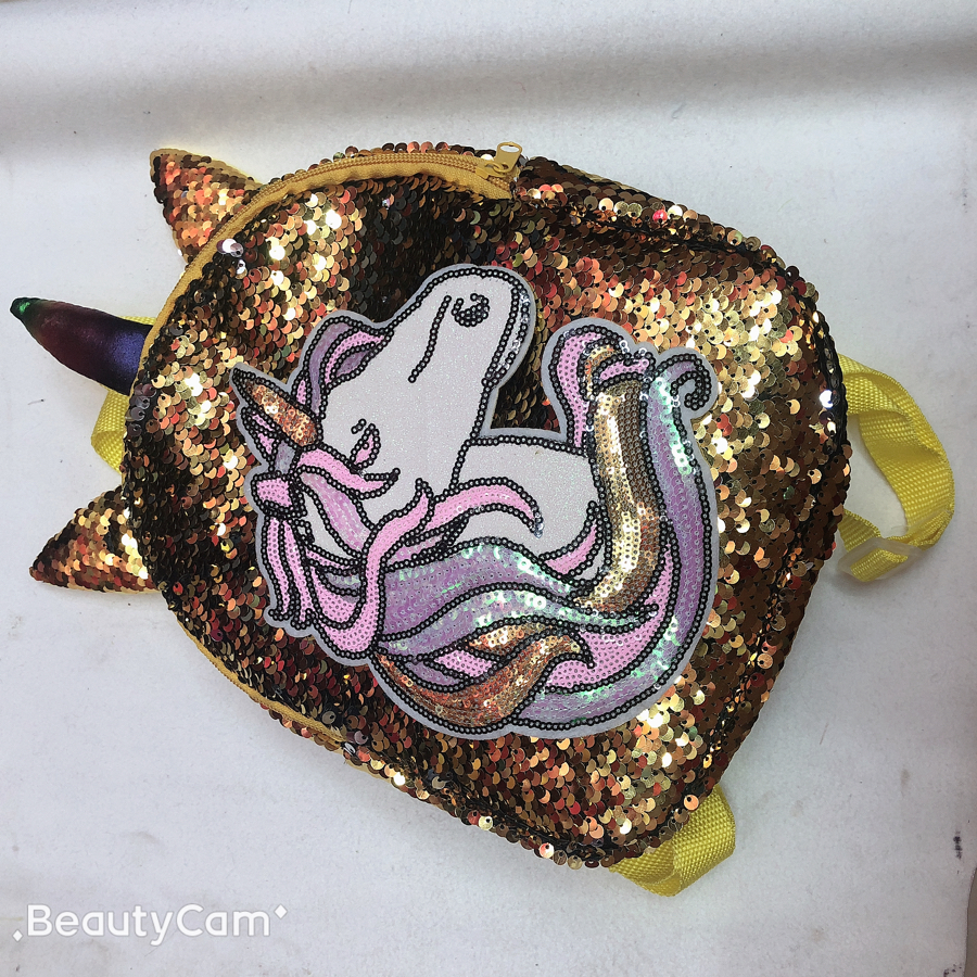 Unicorn Schoolbag, Sequined Unicorn Schoolbag, children's bag, Patch Unicorn backpack Application Scenario